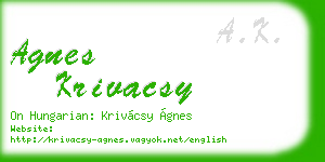 agnes krivacsy business card