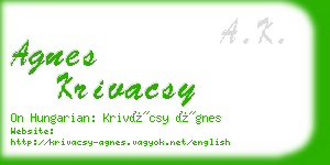 agnes krivacsy business card